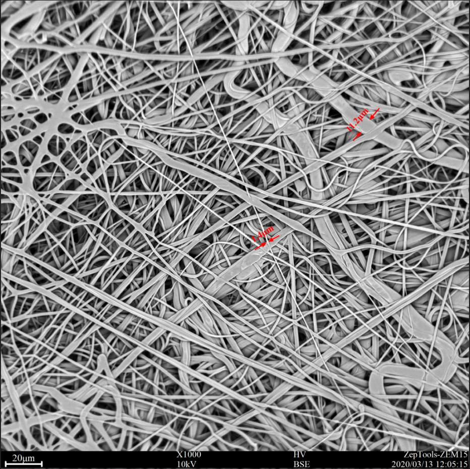 掃描電鏡下的醫用外科口罩中間層圖片